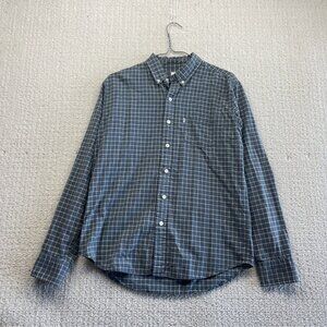 Levis Blue Plaid Oxford Button Down Shirt Men Sz Medium Western Cowboy Retro